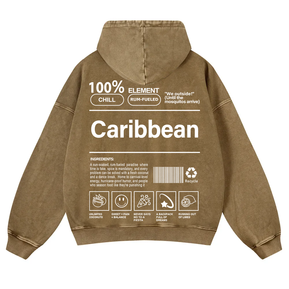 Caribbean Unisex Fit  Washed Hoodie wearishow