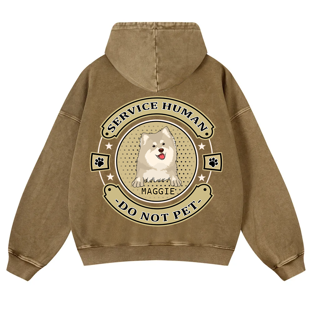 Service Human, Do Not Pet 14- Personalized Custom Unisex Washed Hoodie wearishow