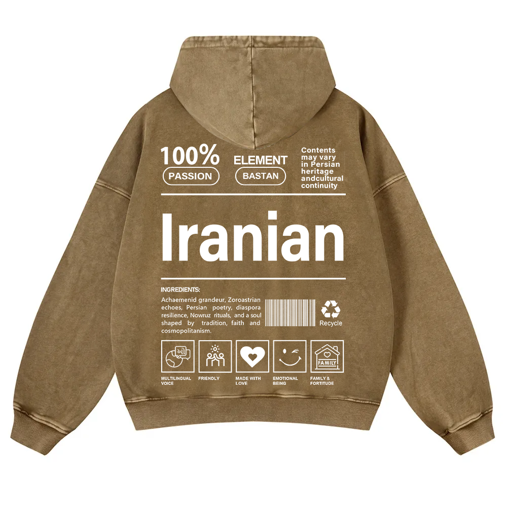 Iranian Unisex Fit  Washed Hoodie wearishow