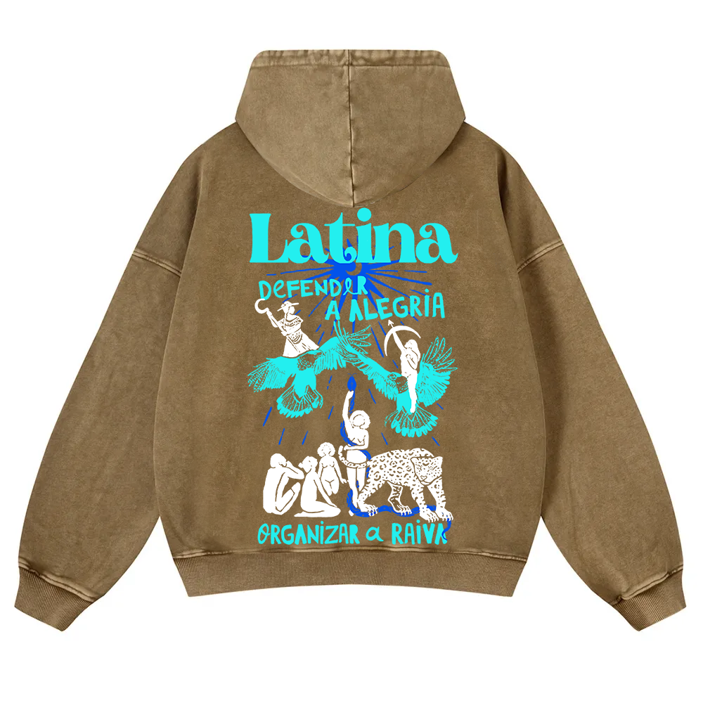 Latina Unisex Fit  Washed Hoodie wearishow