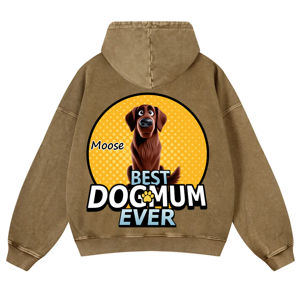 Best Dog Mom For Furry Kid - Personalized Custom Unisex Washed Hoodie wearishow