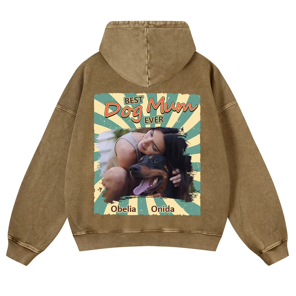 Retro Funny Dog Shirt Photo - Personalized Custom Unisex Washed Hoodie wearishow
