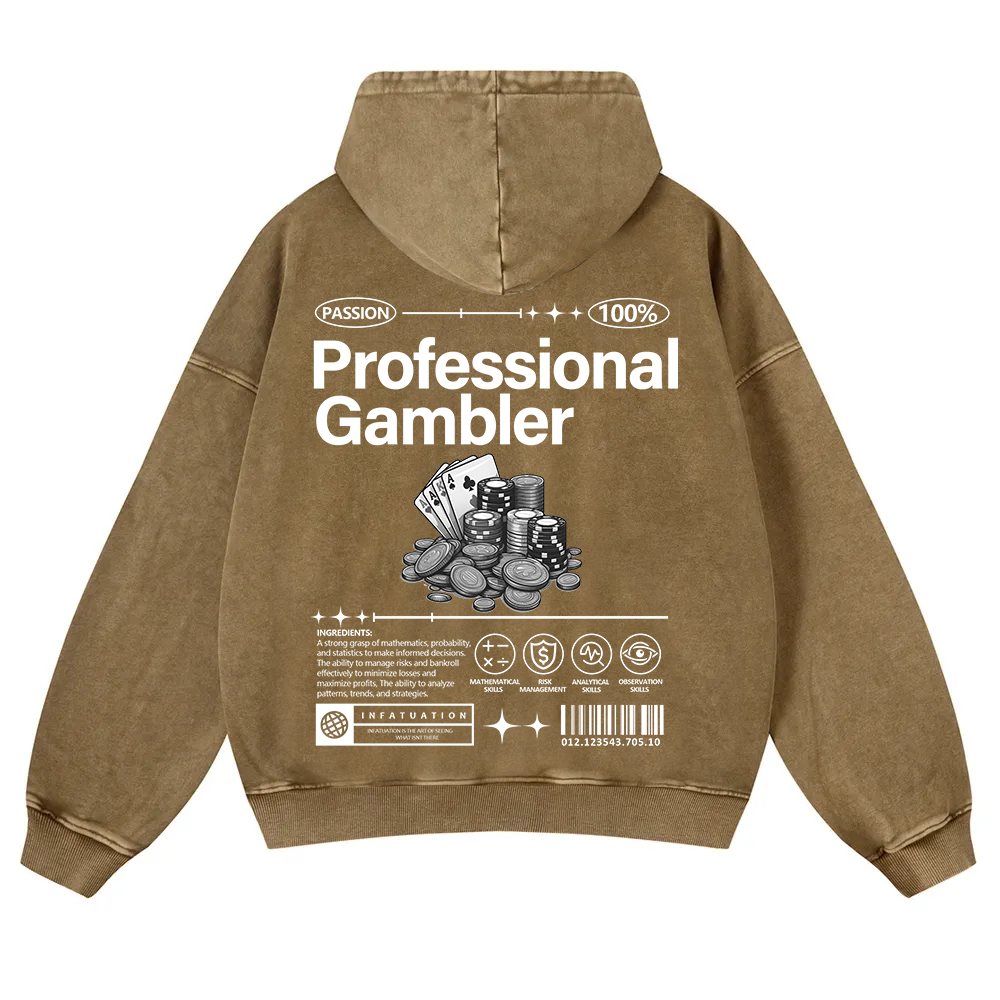 Professional Gambler Washed Hoodie wearishow