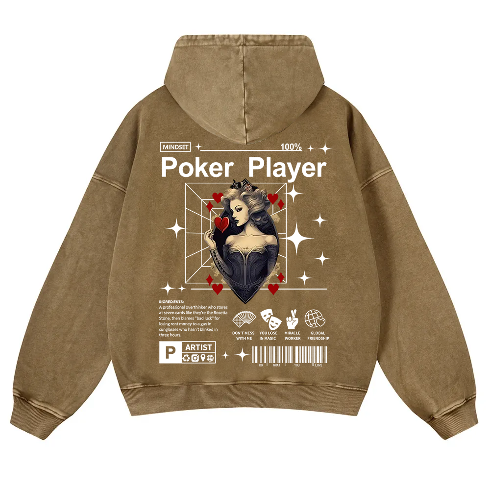 Poker Player  Washed Hoodie wearishow