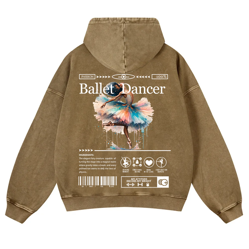 Ballet Dancer Washed Hoodie wearishow