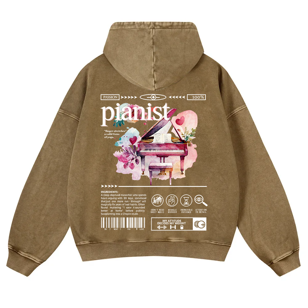 Pianist Washed Hoodie wearishow
