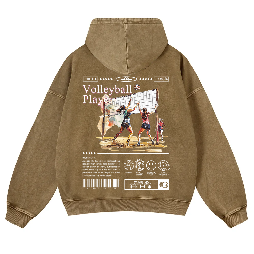 Volleyball Player Washed Hoodie wearishow