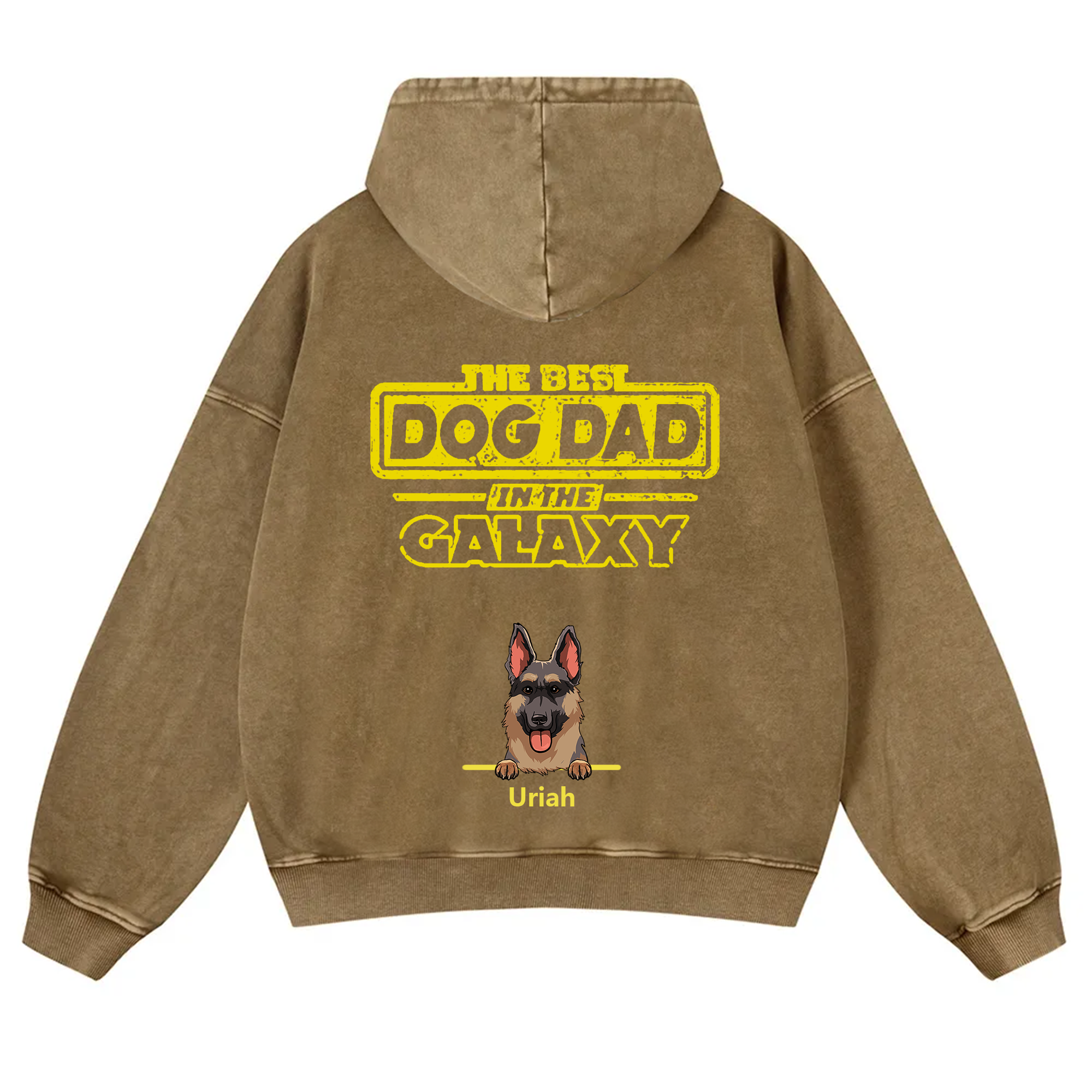 The Best Dog Dad In The Galaxy - Personalized Custom Unisex Washed Hoodie
