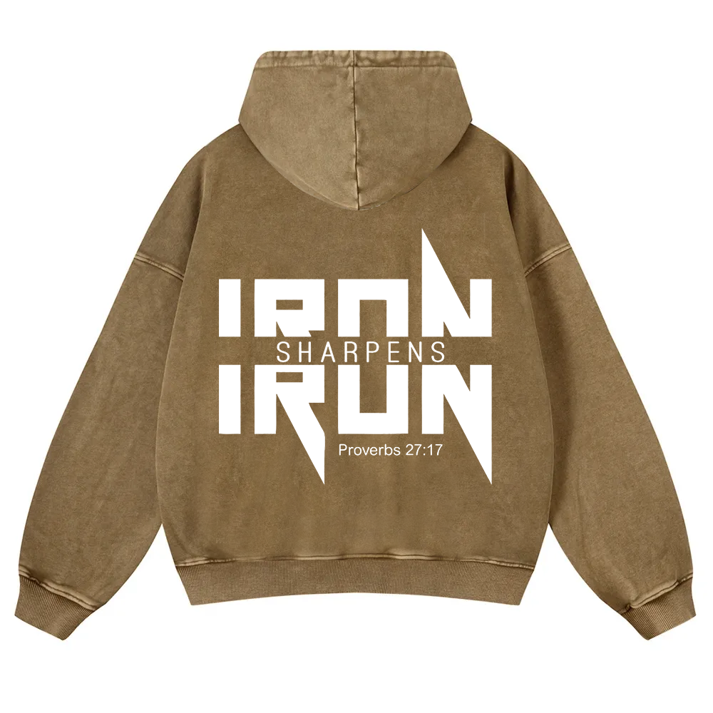 Iron Sharpens Iron Christian Washed Hoodie wearishow