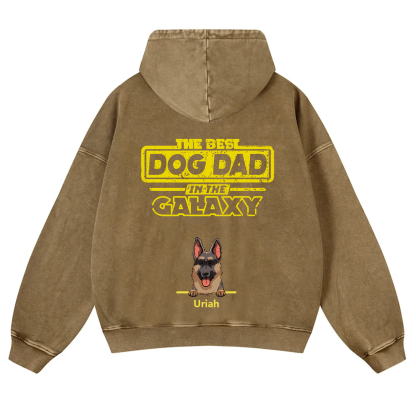 The Best Dog Dad In The Galaxy - Personalized Custom Unisex Washed Hoodie
