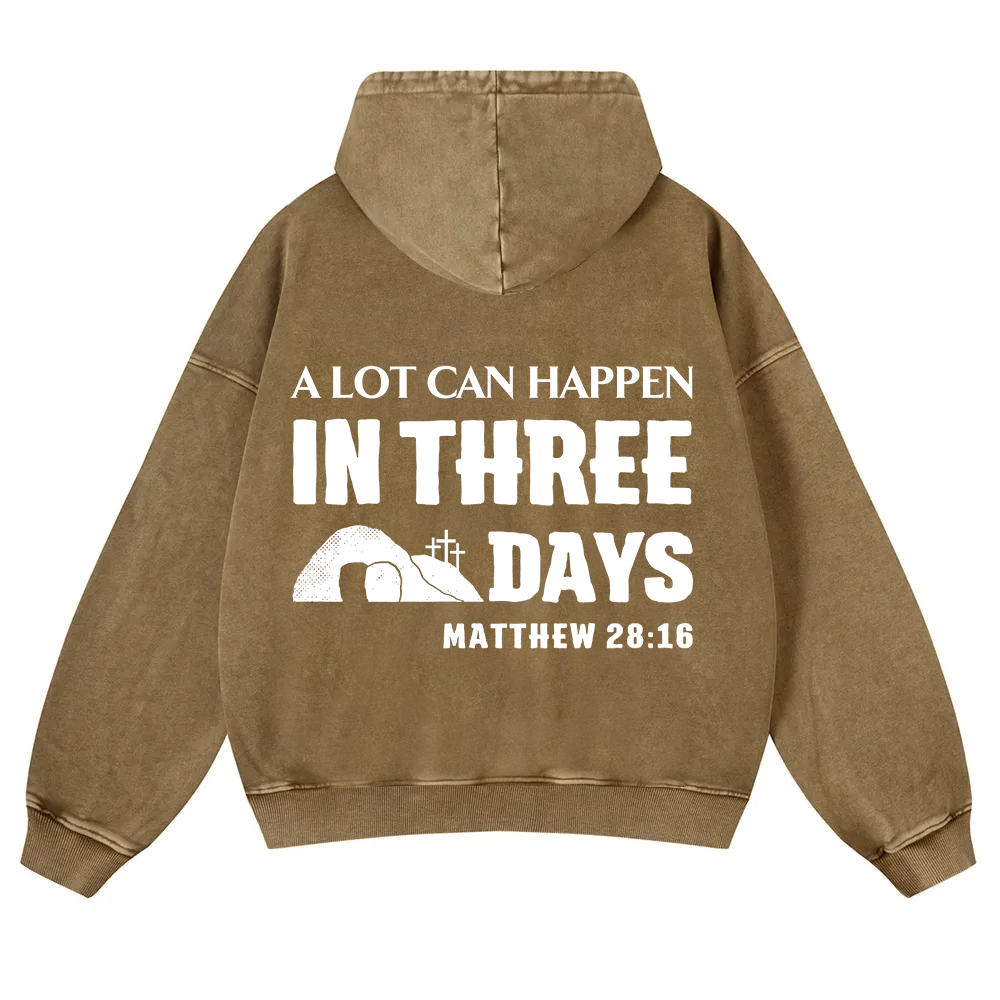 A Lot Can Happen in Three Days Washed Hoodie wearishow