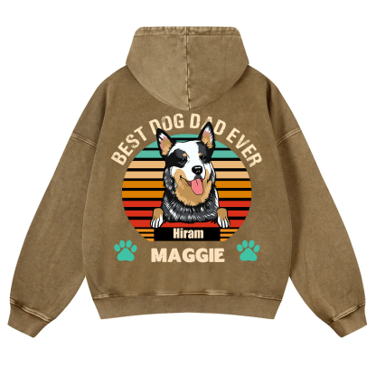 Best Dog Mom and Dad Ever - Personalized Custom Unisex Washed Hoodie