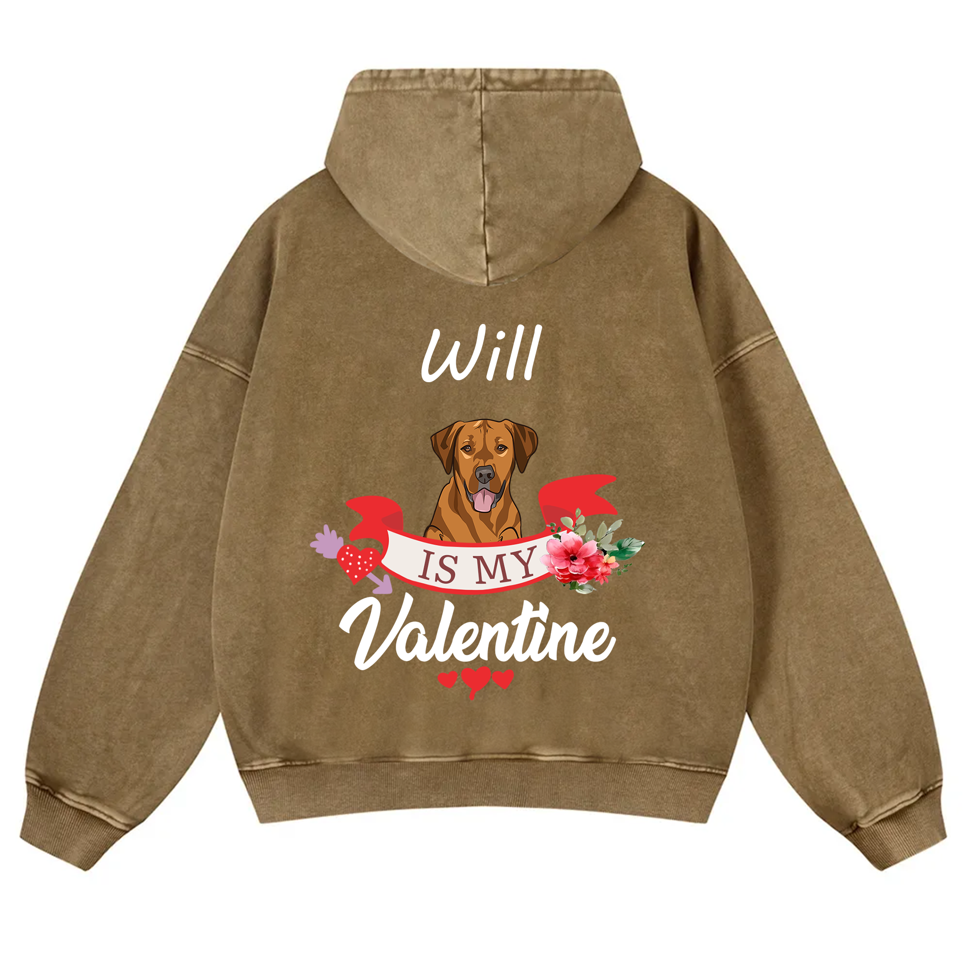 My Dog Is My Valentine Lover - Personalized Custom Unisex Washed Hoodie