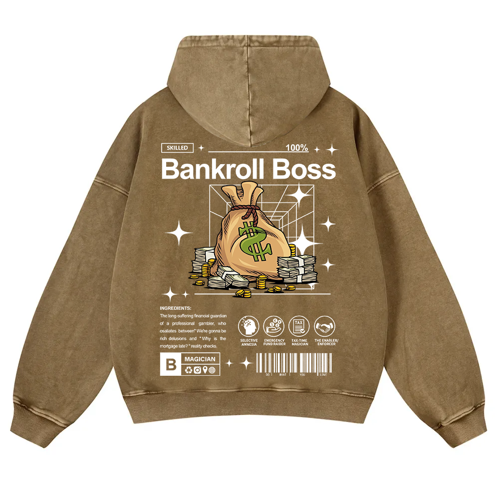 Bankroll Boss Washed Hoodie wearishow