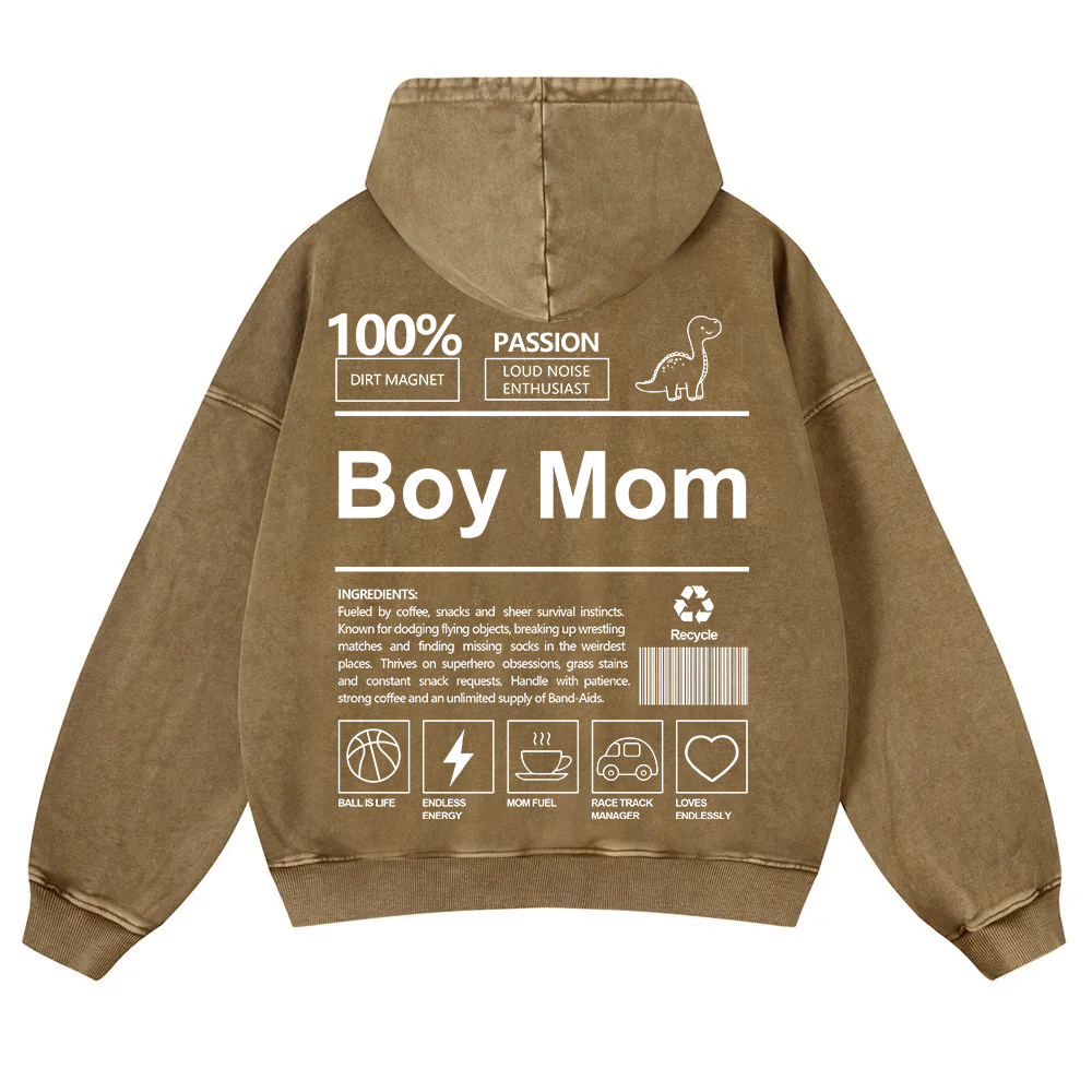 Boy Mom Washed Hoodie wearishow