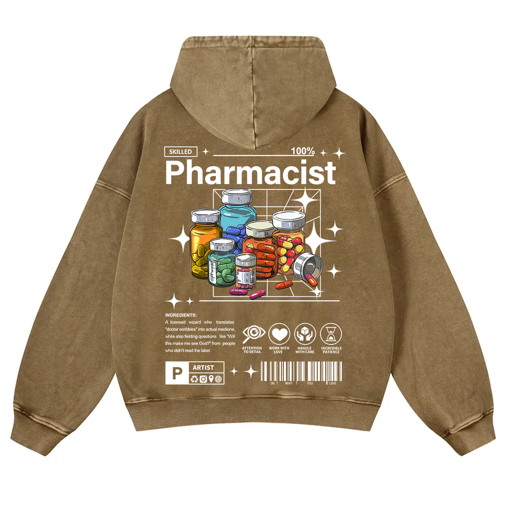 Pharmacist Washed Hoodie wearishow