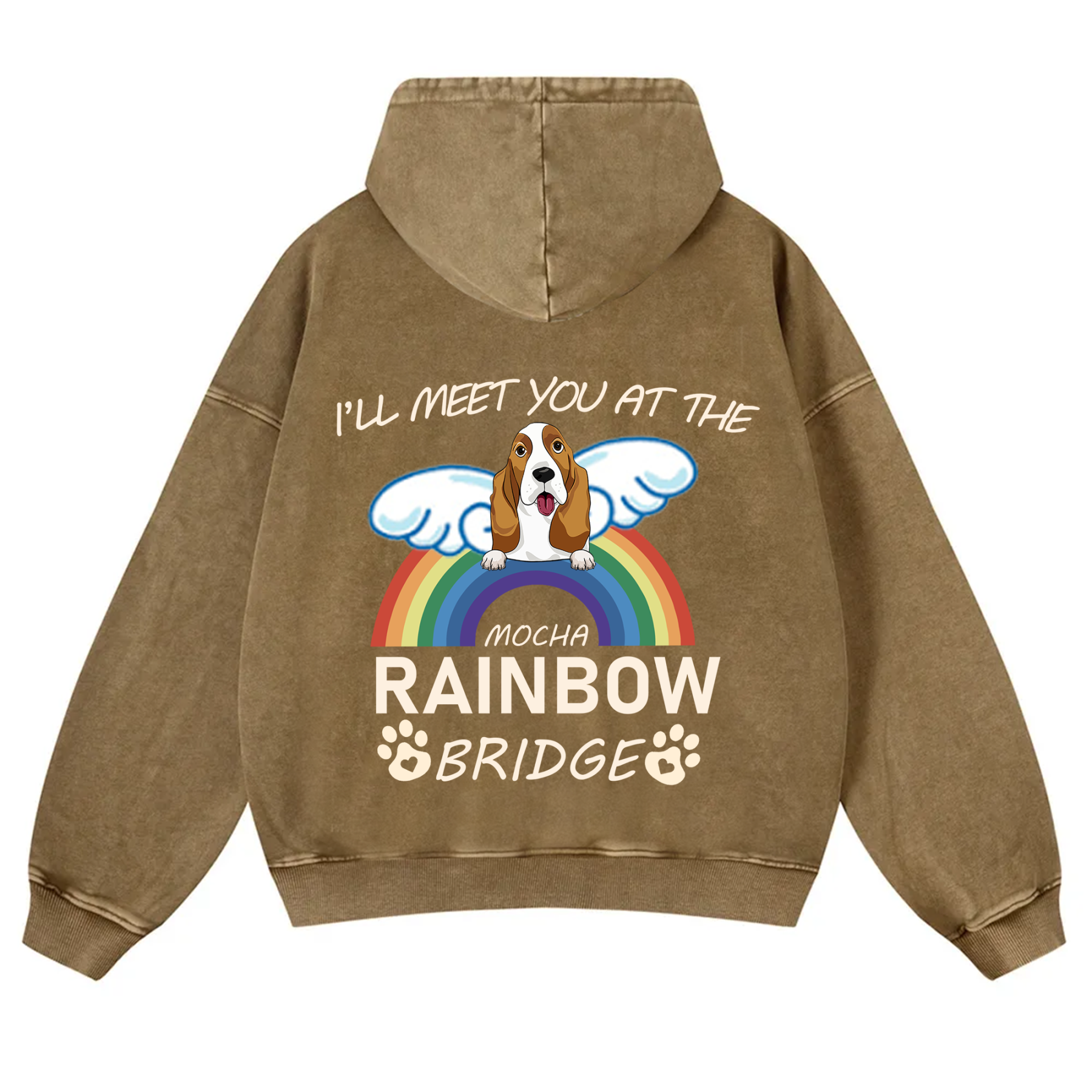 I'll Meet You At The Rainbow Bridge - Personalized Custom Unisex Washed Hoodie