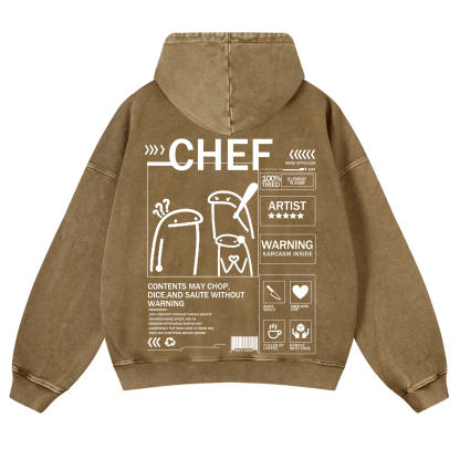 Chef Solid Color Unisex Washed Hoodie