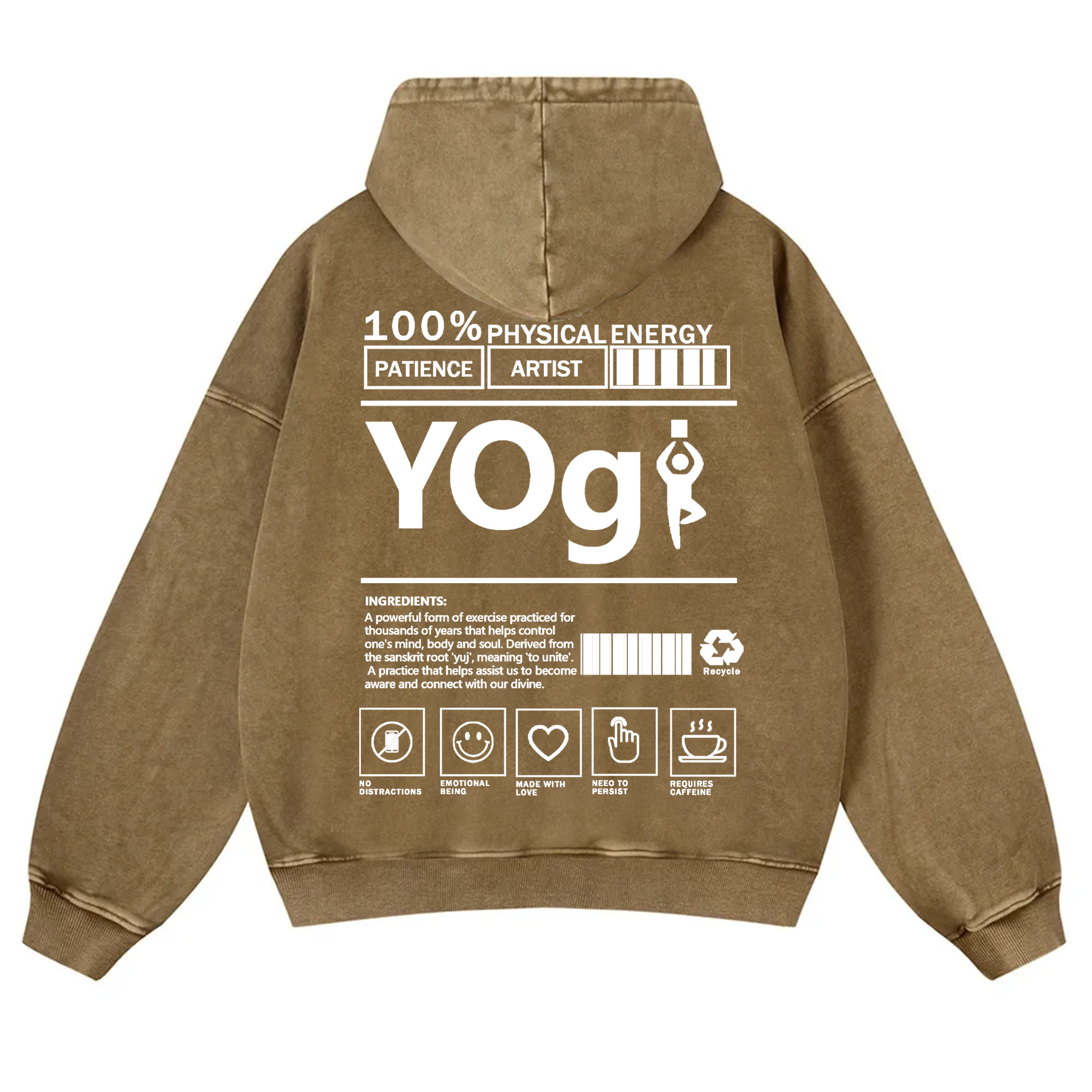 Yogi Solid Color Unisex Washed Hoodie