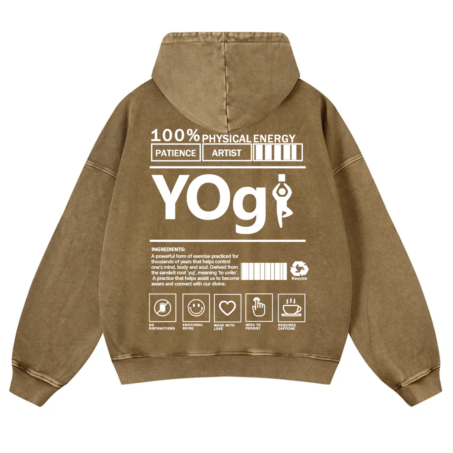 Yogi Solid Color Unisex Washed Hoodie