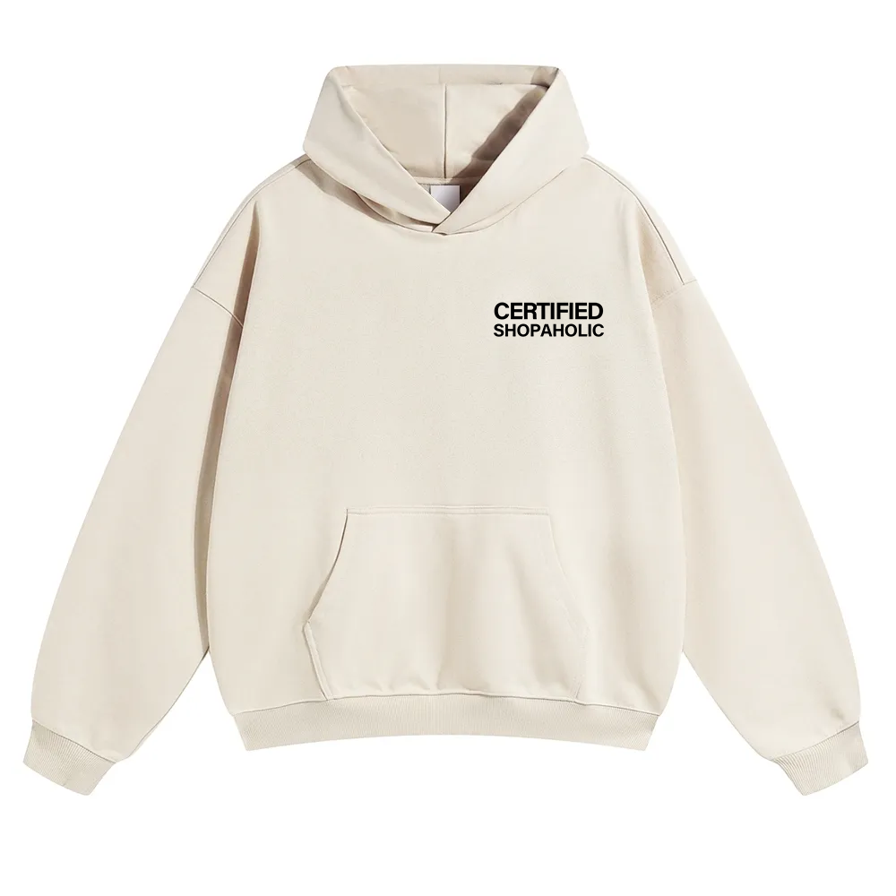 Certified Shopaholic Unisex Solid Color Hoodie wearishow