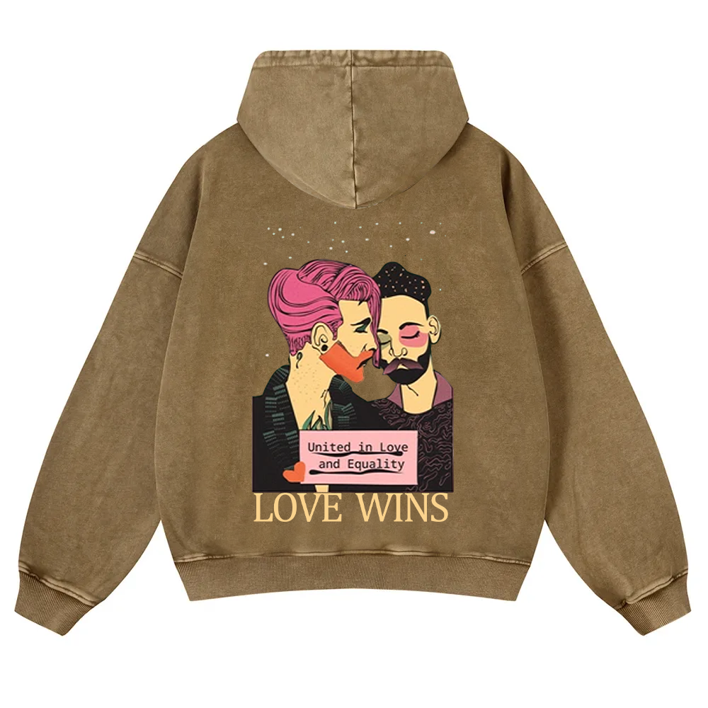 United in Love and Equality Love Wins Washed Hoodie wearishow
