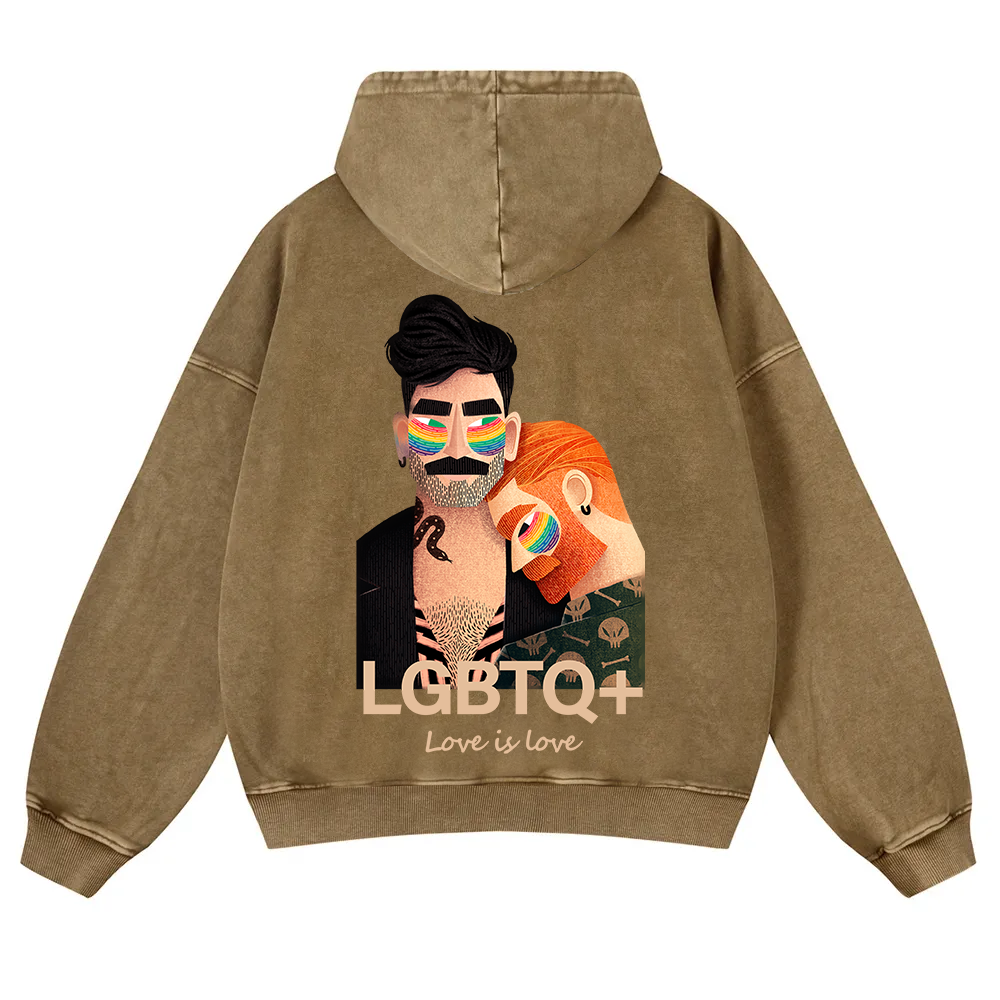 Lgbtq+ Love Is Love Washed Hoodie wearishow