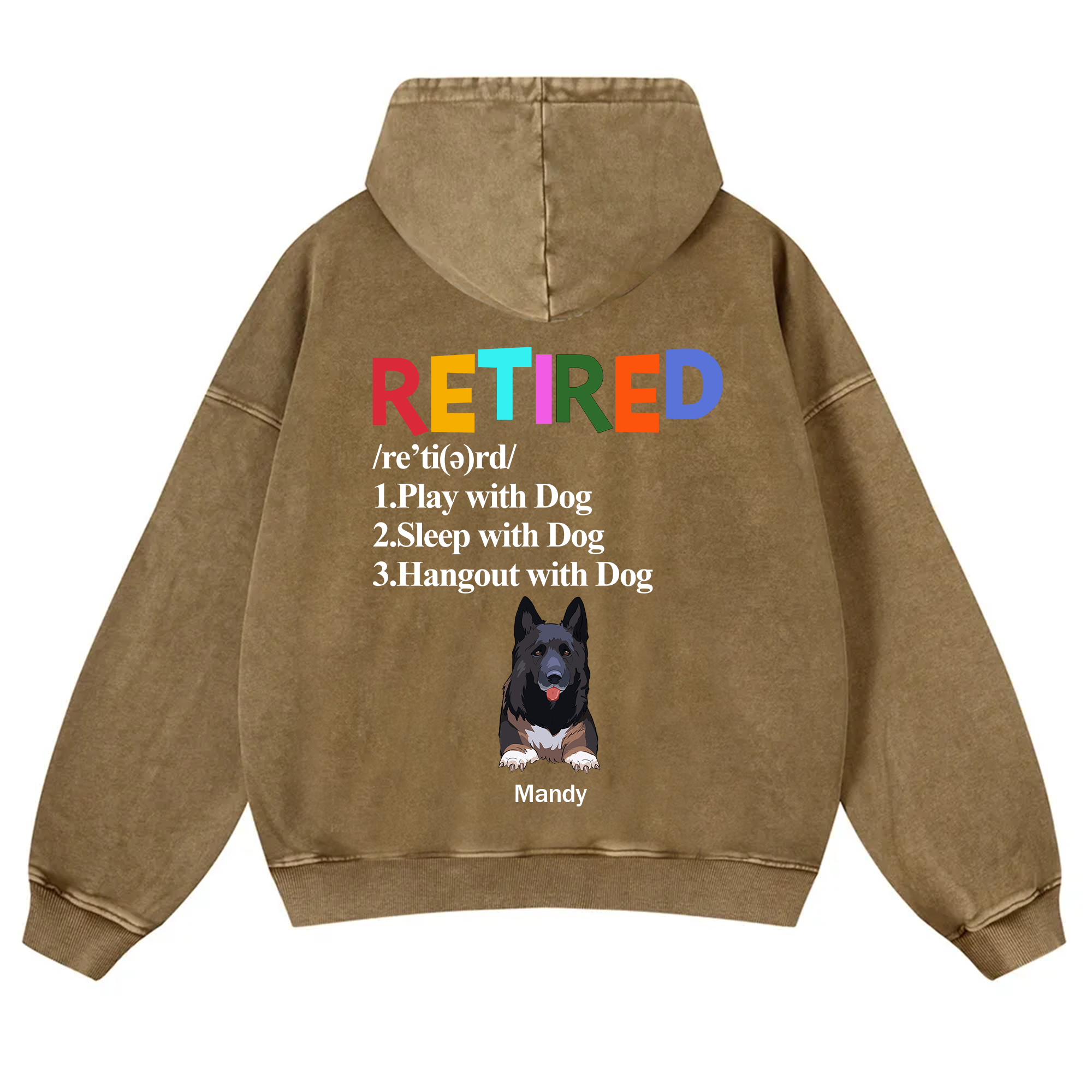 Retired,Play With Dog - Personalized Custom Unisex Washed Hoodie