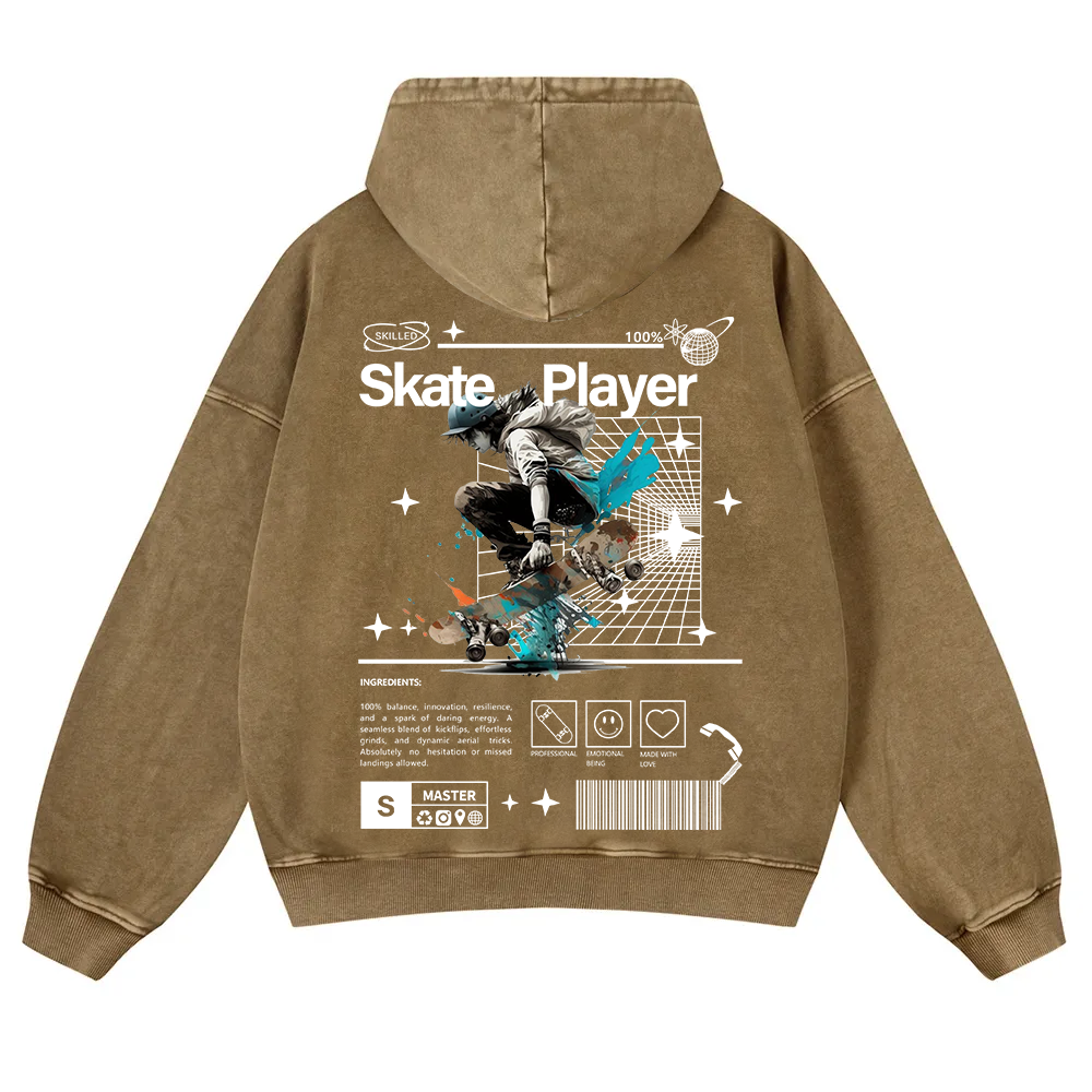 Skate Player  Washed Hoodie wearishow