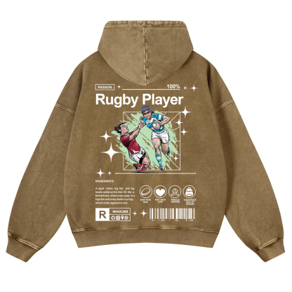 Rugby Player Washed Hoodie wearishow