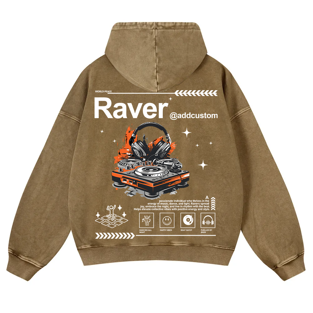 Addcustom Raver Washed Hoodie wearishow
