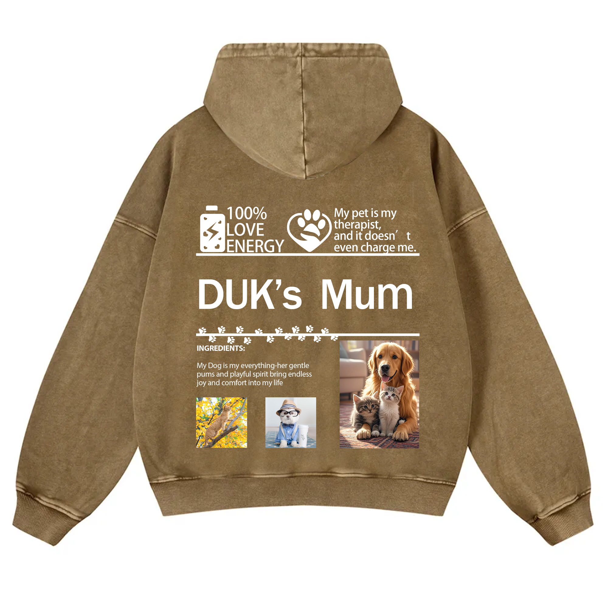 Pet Photo Creative Customized Unisex Washed Hoodie
