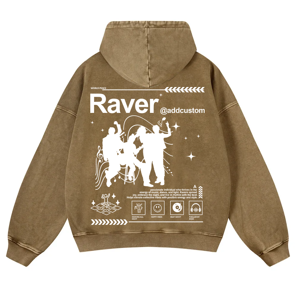 Addcustom Raver Washed Hoodie wearishow