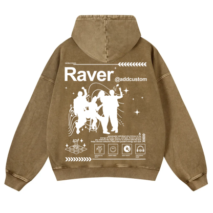 Addcustom Raver Washed Hoodie wearishow