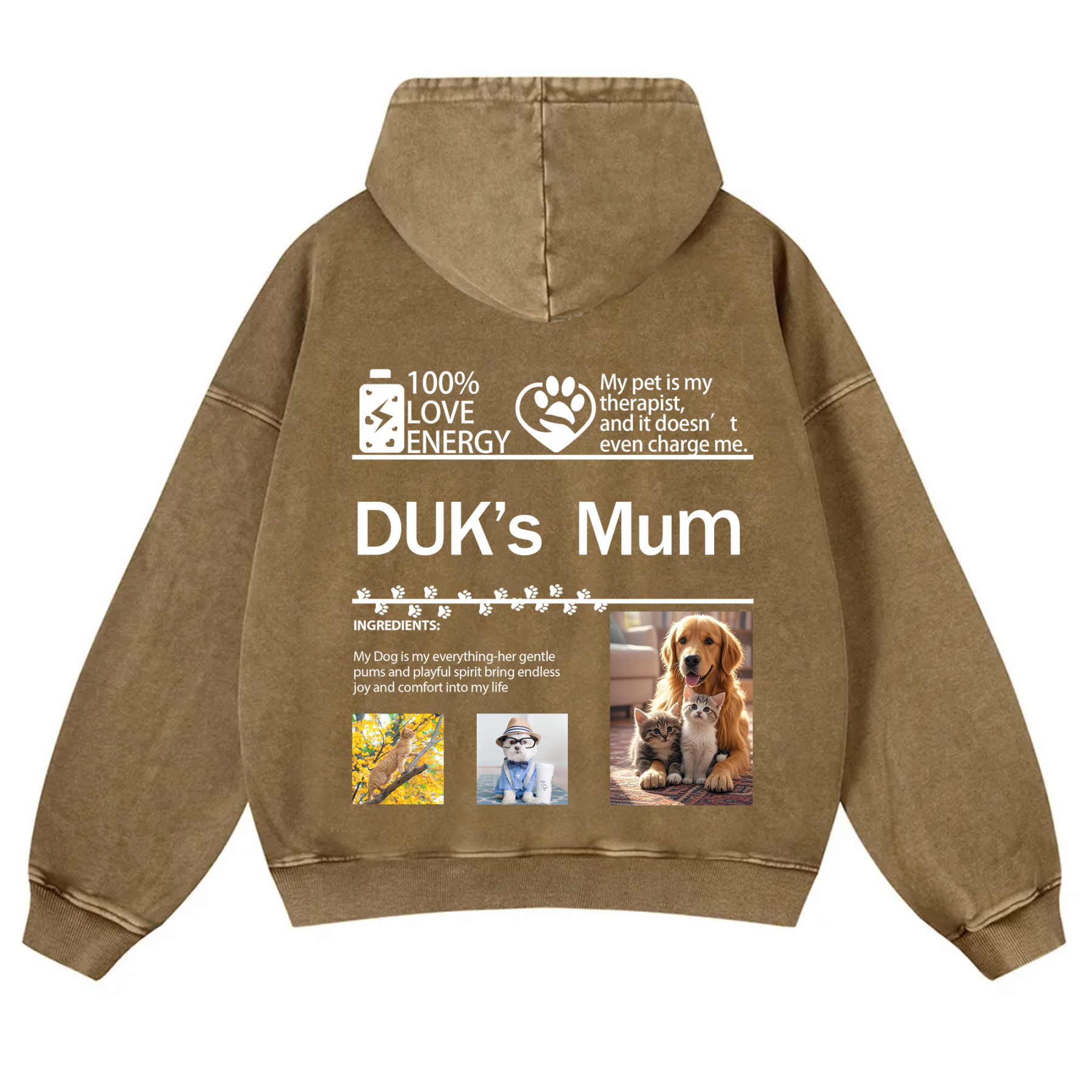 Pet Photo Creative Customized Unisex Washed Hoodie