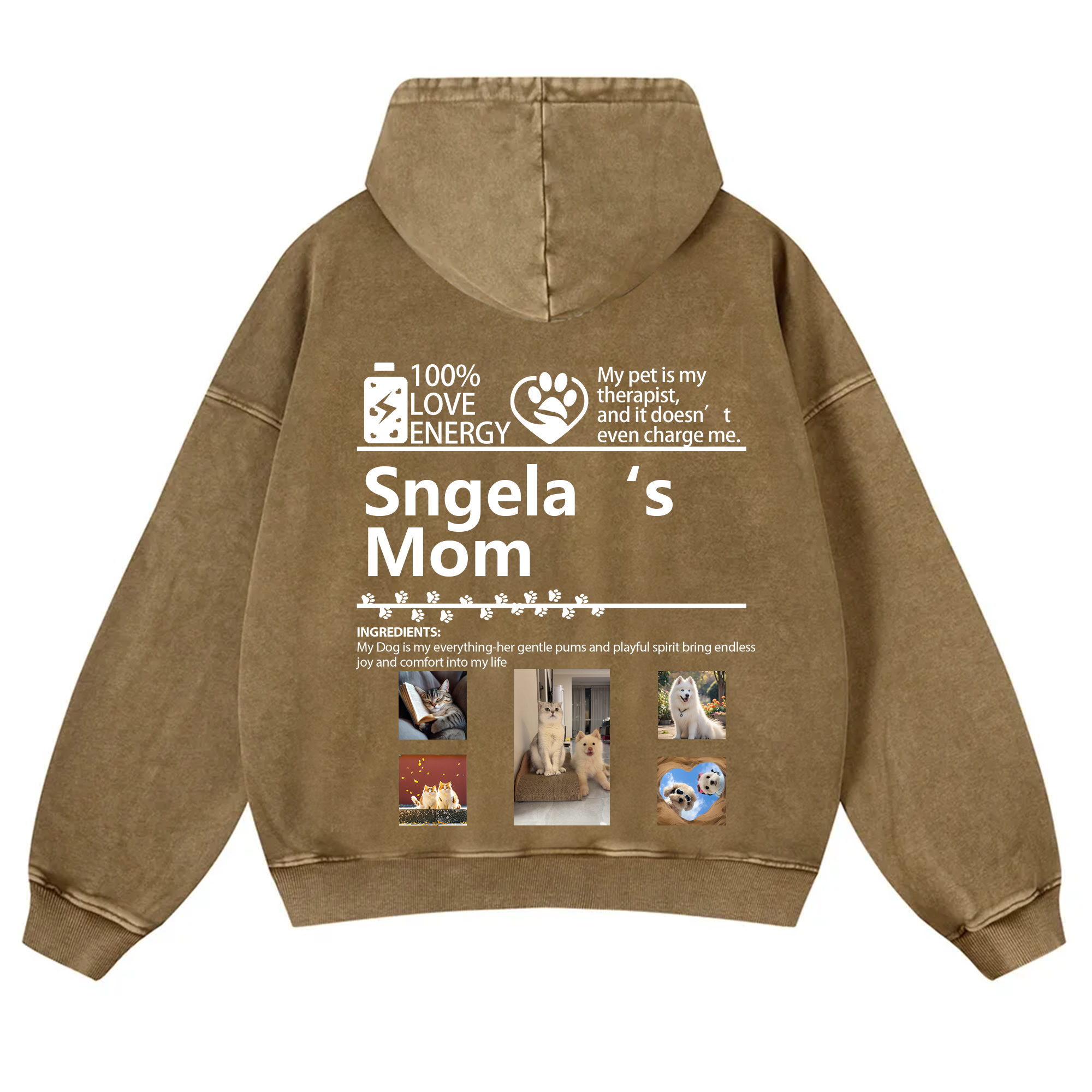 Pets Photos Creative Customized Unisex Washed Hoodie