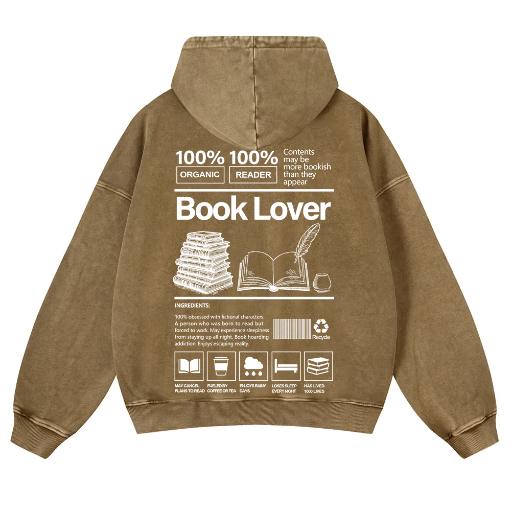 Book Lover Washed Hoodie wearishow
