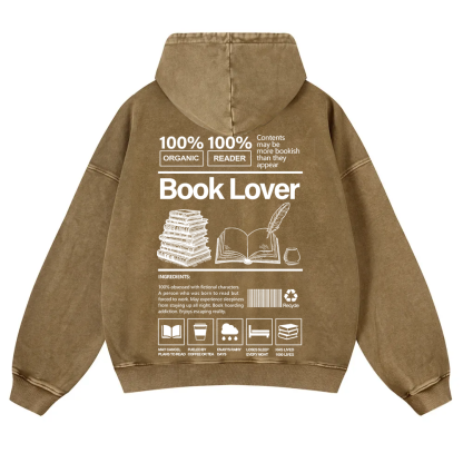 Book Lover Washed Hoodie wearishow