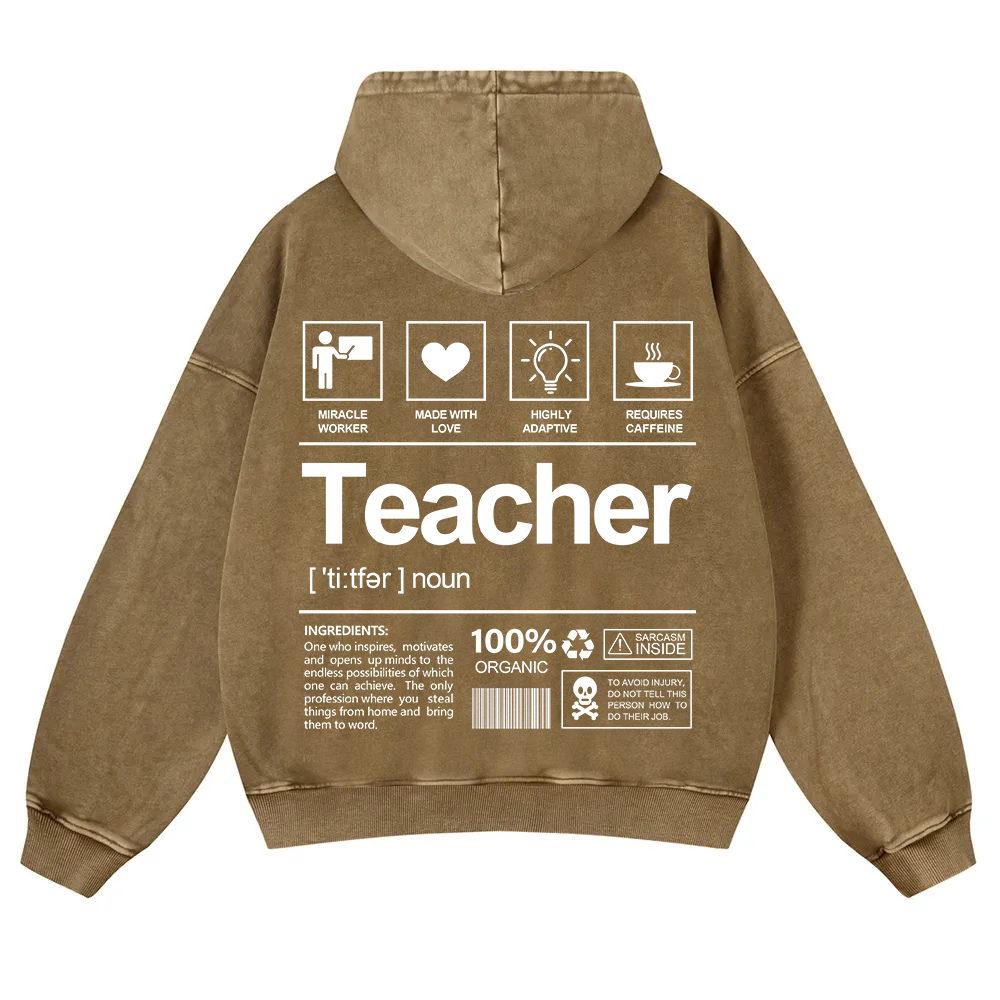 Teacher Washed Hoodie wearishow