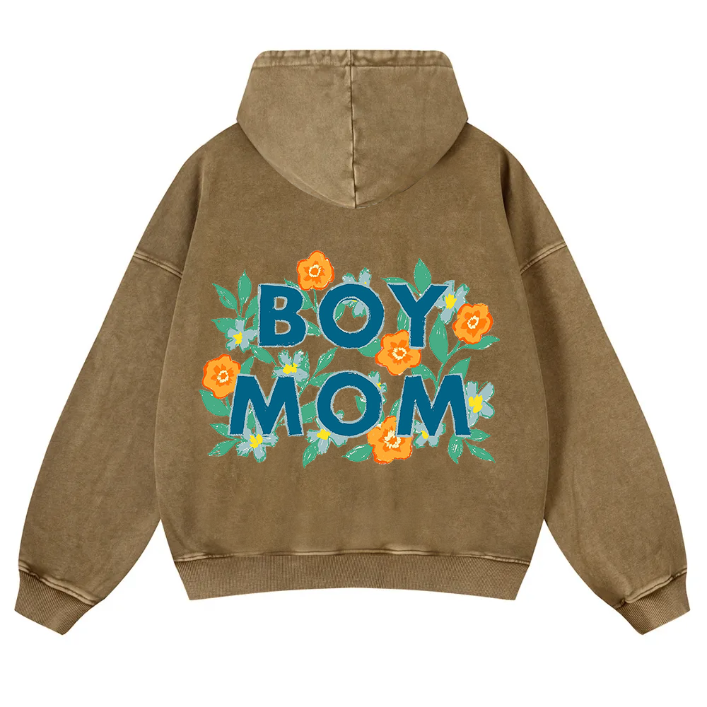 Boy Mom Washed Hoodie wearishow