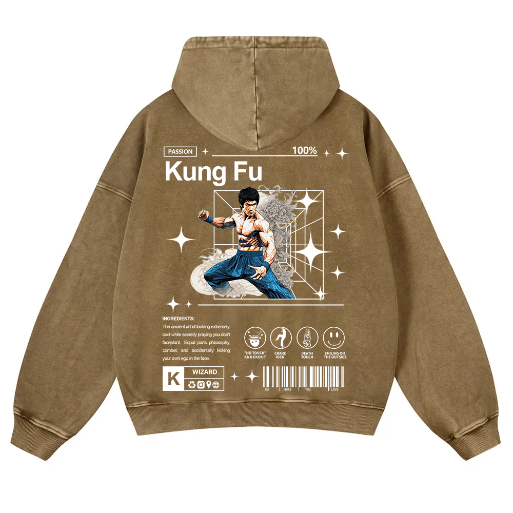 Kung Fu Washed Hoodie wearishow