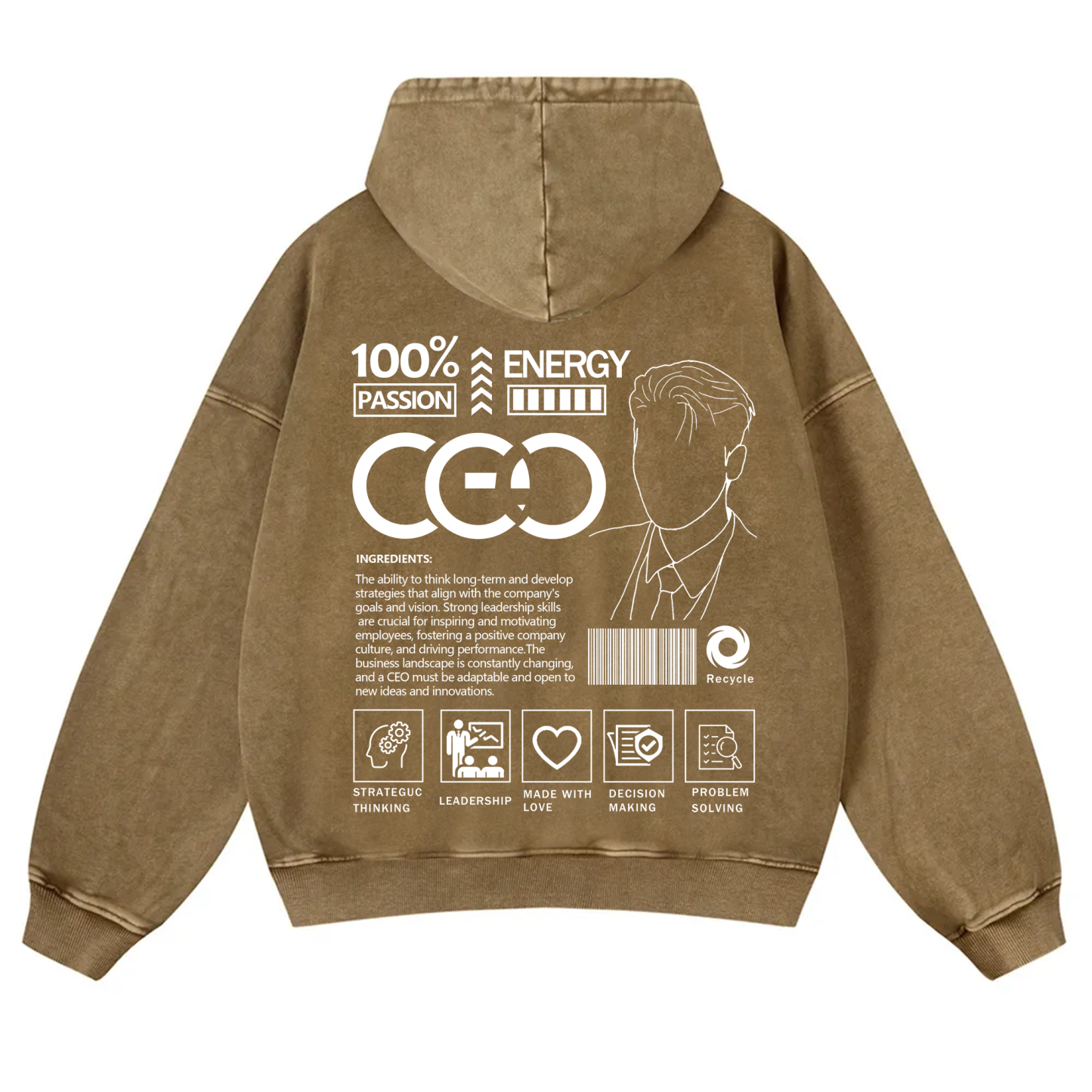 CEO  Unisex Fit Vintage Washed Hoodie