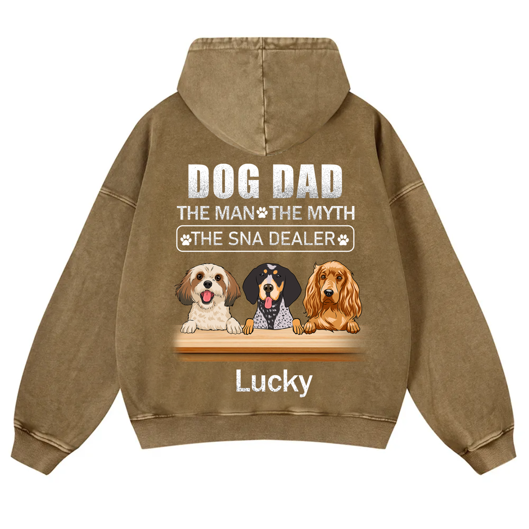 Dog Dad The Man The Myth The Snack Dealer - Personalized Custom Unisex Washed Hoodie