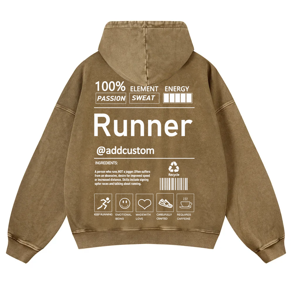 Addcustom Runner Casual Washed Hoodie