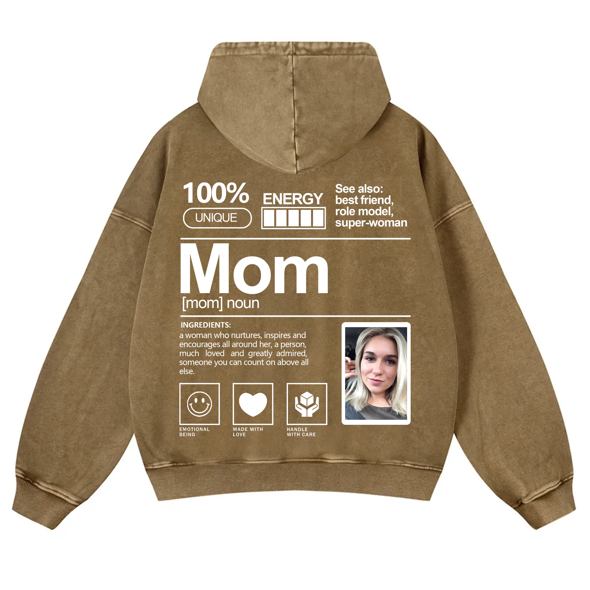 Addcustom Photo Mom Vintage Washed Hoodie