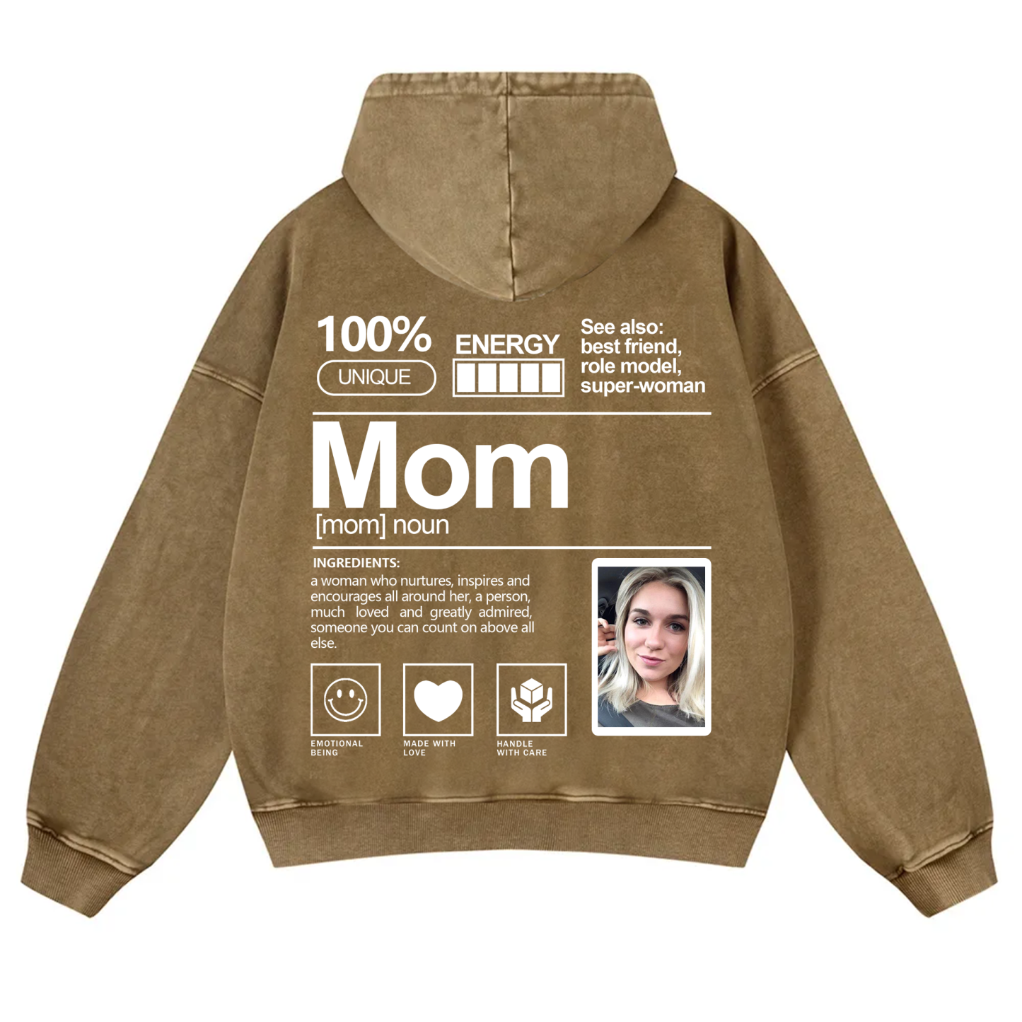 Addcustom Photo Mom Vintage Washed Hoodie