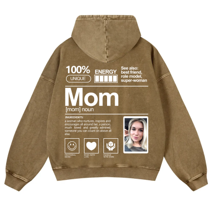 Addcustom Photo Mom Vintage Washed Hoodie