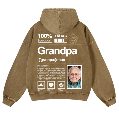 Addcustom Photo Grandpa Vintage Washed Hoodie