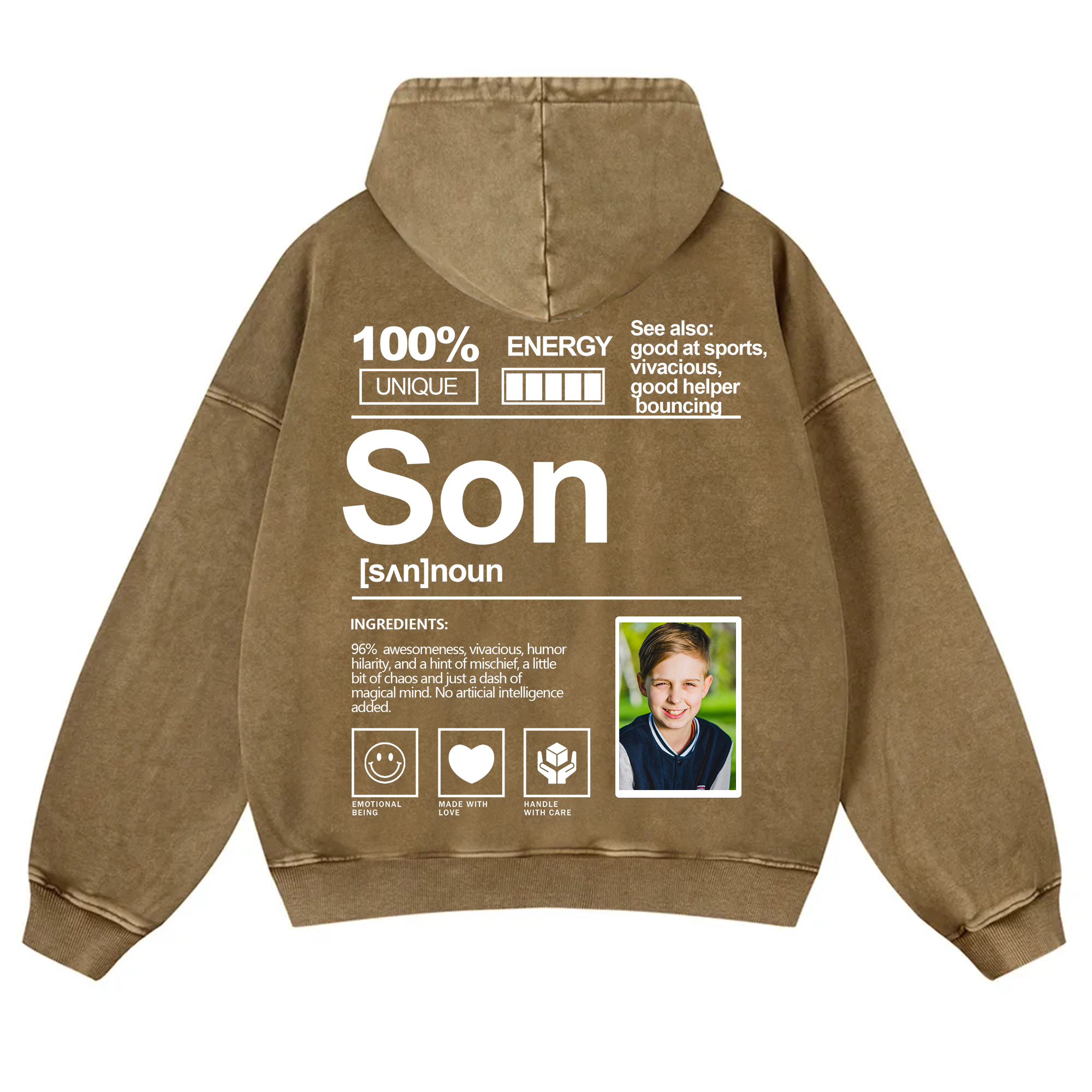 Addcustom Photo family Vintage Washed Hoodie