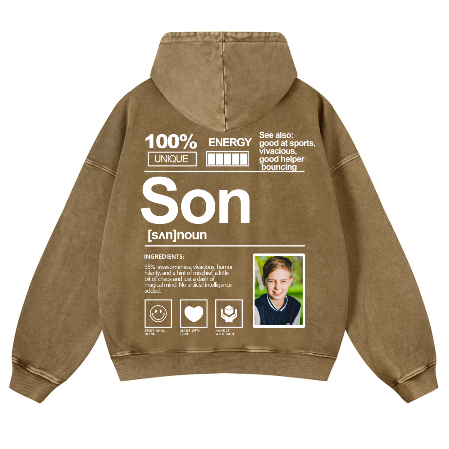 Addcustom Photo family Vintage Washed Hoodie